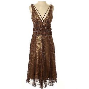 NWT BCBGMAXAZRIA chocolate lace cross strap dress